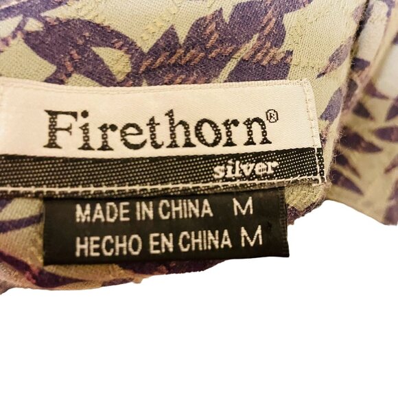 Firethorn Silver Mens Button Down Shirt Tropical Print Short Sleeve Size Medium - Picture 3 of 4
